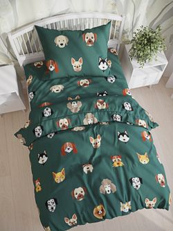 Постельное белье перкаль Сказка "Dogs " 1,5-сп Наволочка 50х70 см 1 шт Простынь на резинке 90x200 см Пододеяльник 145x215 см