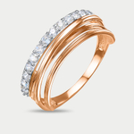 Кольцо женское из розового и белого золота 585 пробы с фианитами (арт. 1105347)