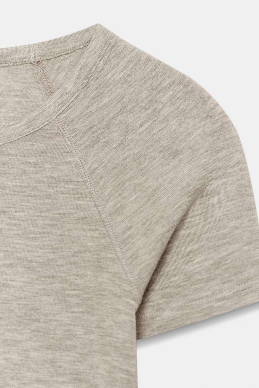 ZARA ФУТБОЛКА С КОРОТКИМИ РУКАВАМИ РЕГЛАН, БЕЖЕВЫЙ МЕЛАНЖ