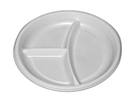 Одноразовая тарелка 3-х секц. D=205мм 6.0 г (100/1400 шт)