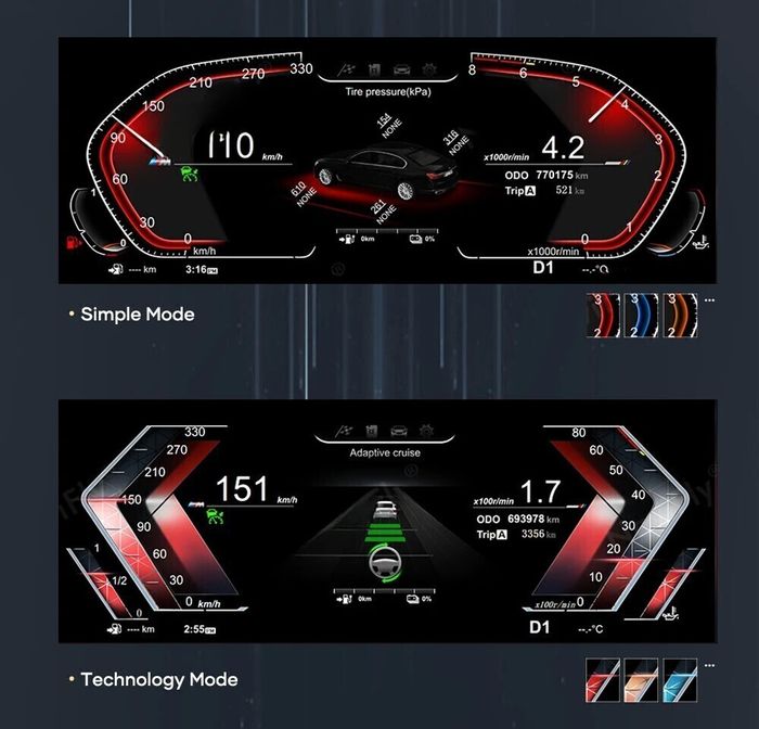 Электронная панель приборов для BMW X6 F16 2014-2019 (без проекции на лобовое) - Kuberg NH-LCD-B01-F16 с ЖК 12.3" экраном QLED