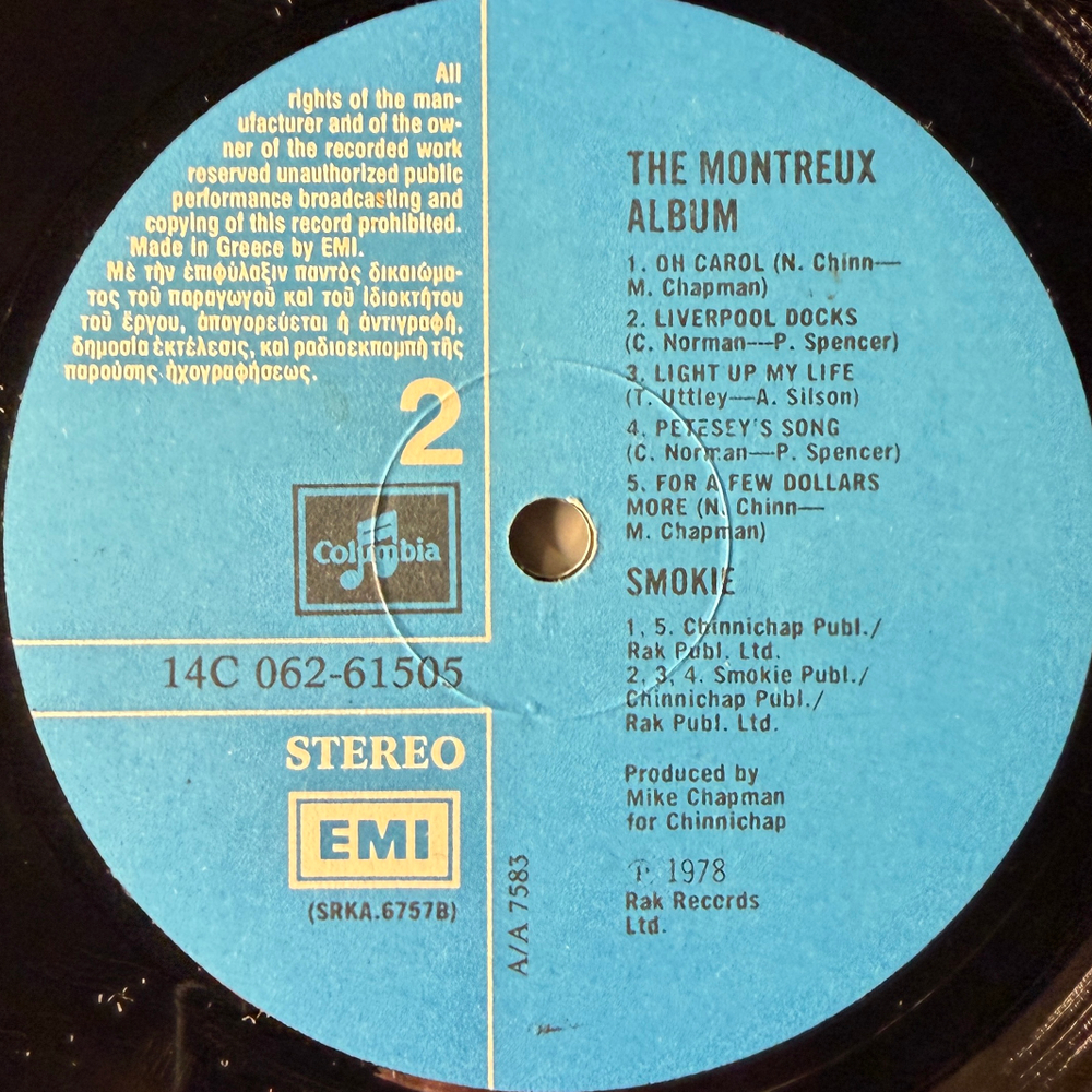 Smokie ‎– The Montreux Album (Греция 1978г.)Т