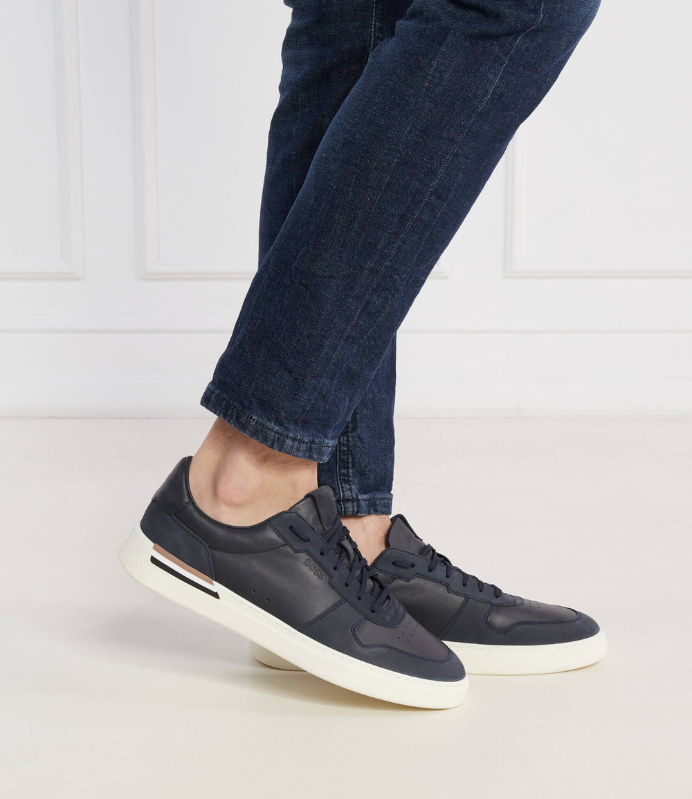 Кожаные кроссовки clint_tenn_nult BOSS BLACK - темно-синий(50517303)