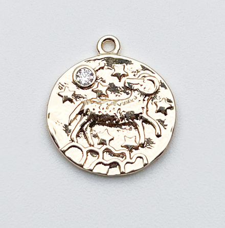 Подвеска Знак Зодиака Овен, цвет золото, фианит, размер 16*14 мм, цена за 1 шт