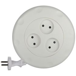 Удлинитель электрический ЭРА UR-3-3m-W рулетка без заземления 3 розетки 3м 2x1мм2 10А белая