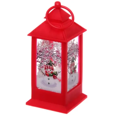 Сувенир с подсветкой «Лампа - Снеговичок» 5*5*13 см, Красный