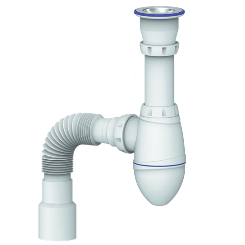 Сифон UNICORN для умывальника, прикруч. выпуск 1 1/2(Ø40), гофра Ø40xØ40x50 A220
