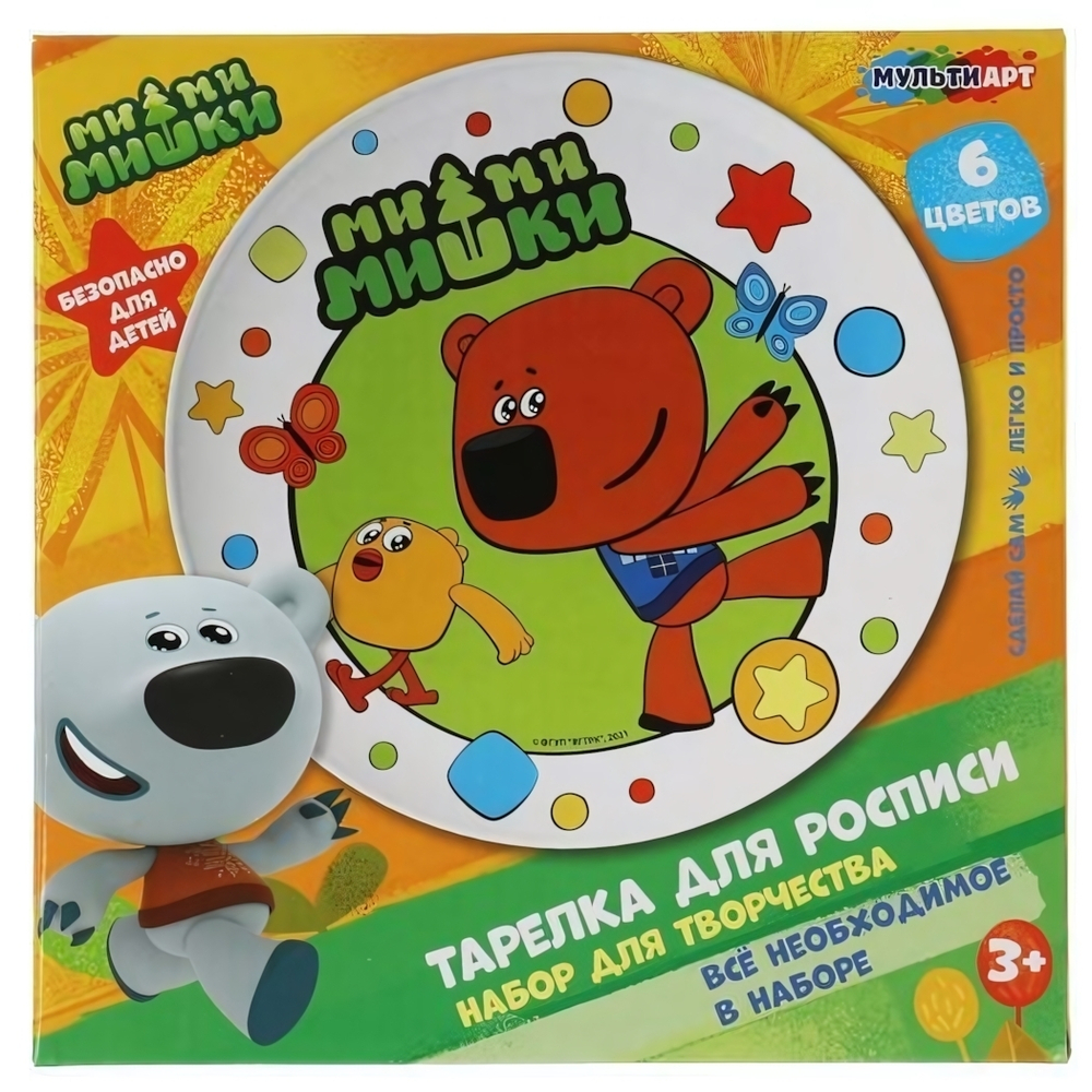 Тарелка д/росписи "Ми-ми-мишки" 17,5 см, 6 цв, кисть PLATE-MIMI (Мультиарт)