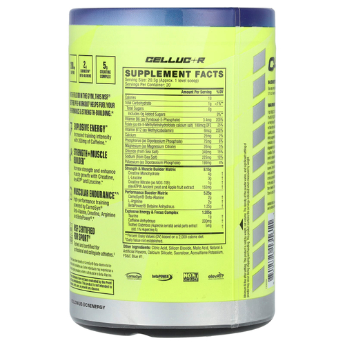 C4 / Cellucor, C4 Sport, Strength, предтренировочный комплекс, Hawaiian Punch®, ягодный синий тайфун, 406 г (14,3 унции)