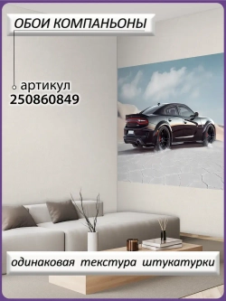 3D Фотообои черная гоночная машина в пустыне
