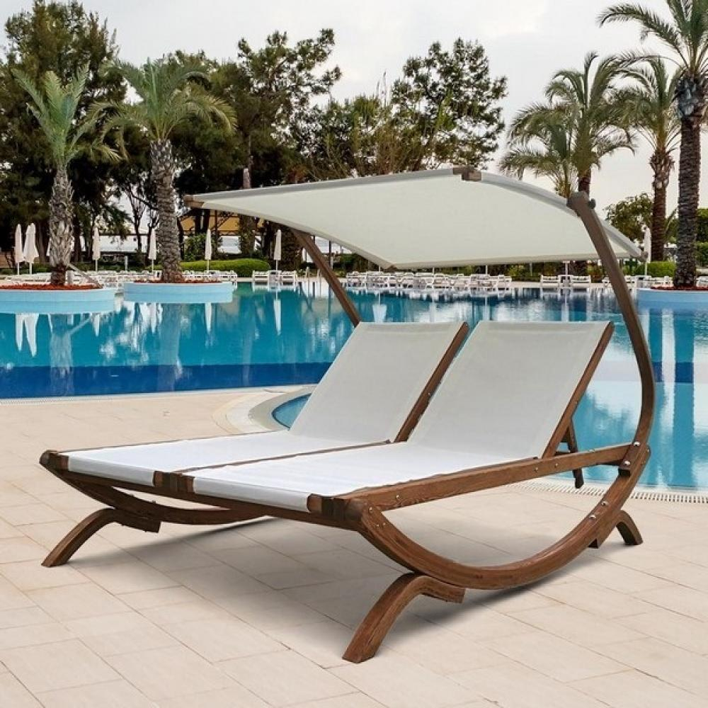 Шезлонг-лежак из сибирской лиственницы Afina AFM-510 White