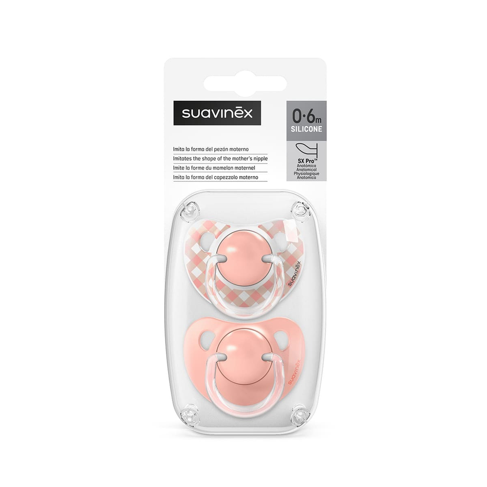 Набор анатомических пустышек Suavinex Wild розовый, 0-6 мес, 2 шт
