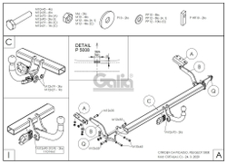 Оцинкованный фаркоп на Citroen C4 Picasso 2006-2013, Citroen C4 Grand Picasso 2006-2013, Peugeot 5008 2009-2017 (без электрики), Galia C051C