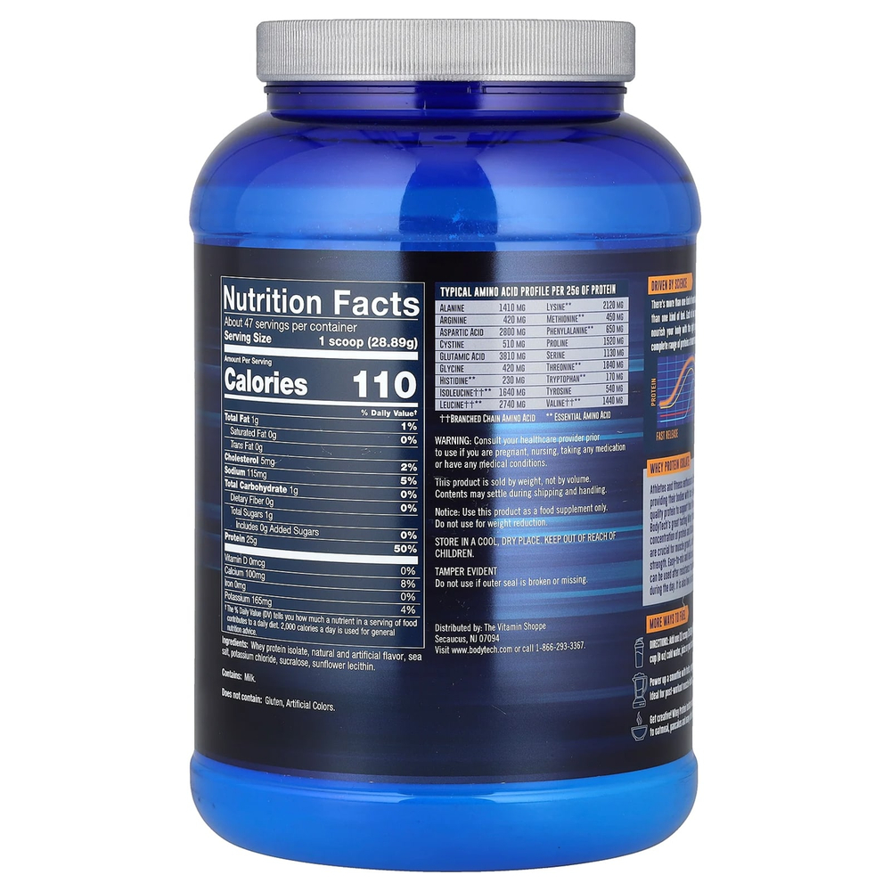 BodyTech, Изолят сывороточного протеина, французская ваниль, 1,36 кг (3 фунта)