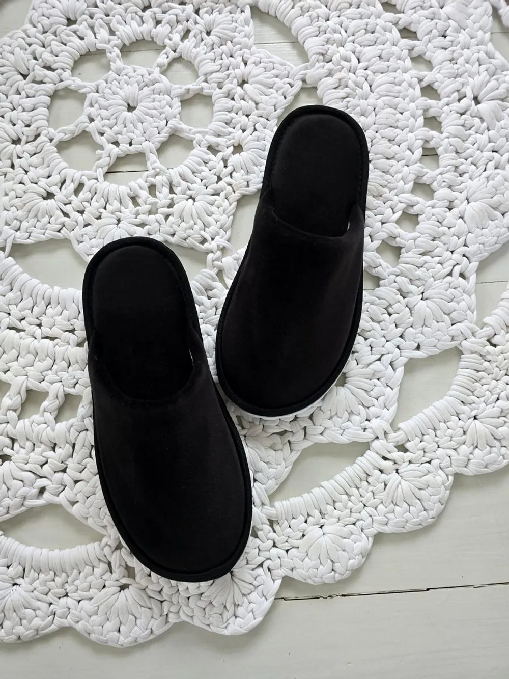 Домашние тапочки из велюра, черные, универсальные