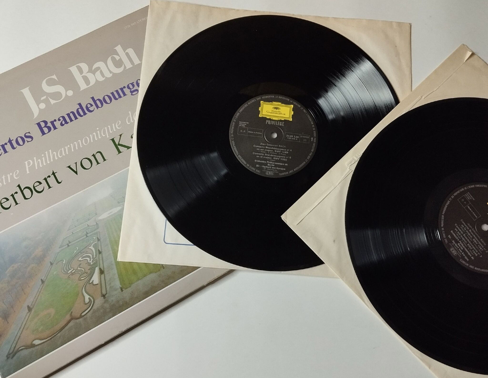 Винтажная виниловая пластинка LP H.V. Karajan Караян, J.S. Bach Бах 6 Concertos Brandebourgeois 6 Бранденбургских Концертов (France 1974)