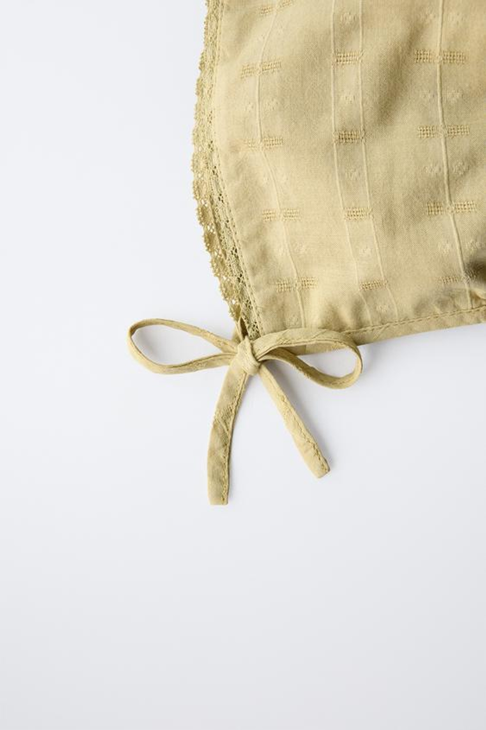 ZARA ЧЕПЧИК КРУЖЕВНОЙ С ВЫШИВКОЙ, ОЛИВКОВЫЙ