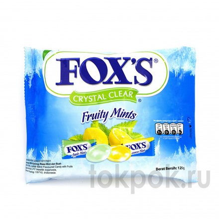 Конфеты Fox's Crystal Clear Fruity Mints со вкусом мятного лимона и мятного яблока, 125 гр