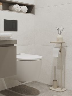 Держатель для туалетной бумаги с полочкой и ершиком Slim, светло-серый