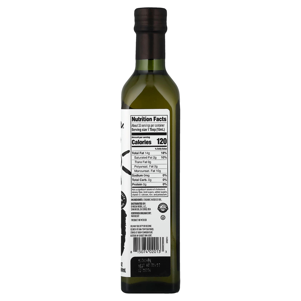 Chosen Foods, 100% чистое органическое масло авокадо, 500 мл (16,9 жидк. унции)