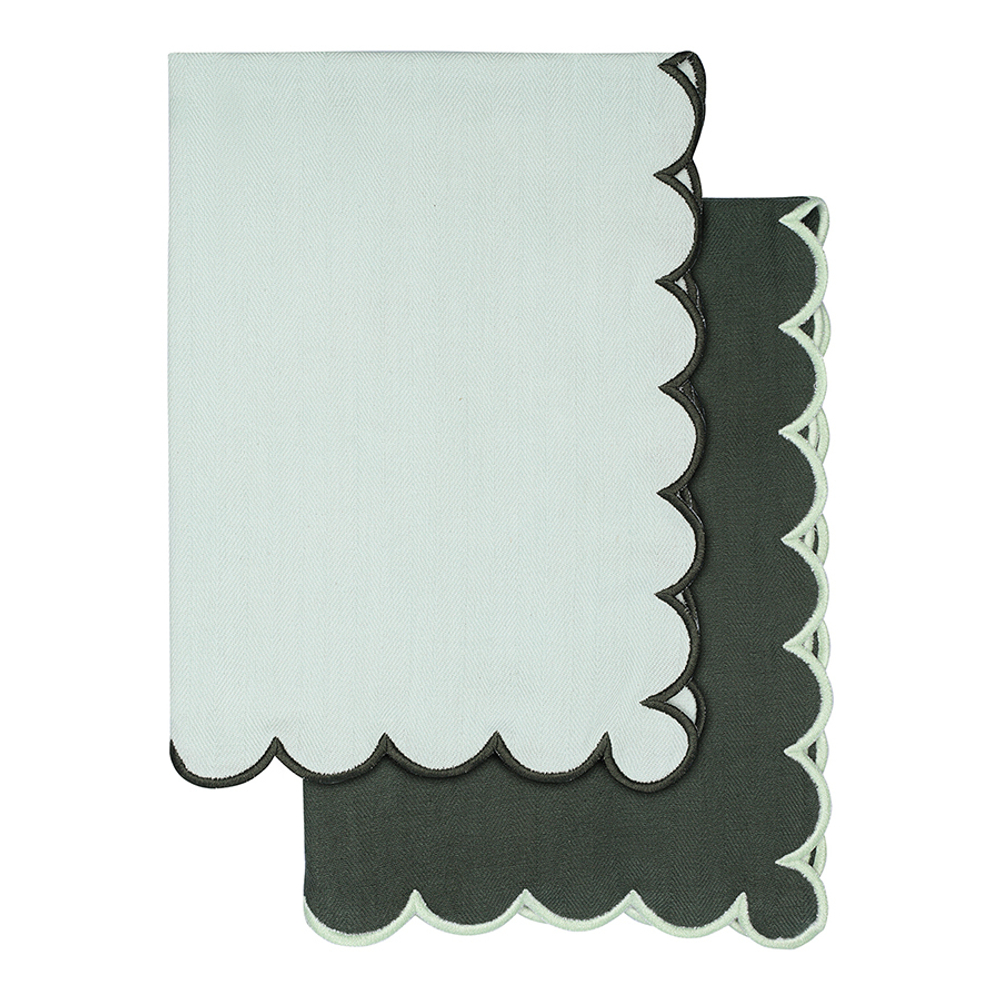 Набор кухонных полотенец с контрастным кантом зеленого цвета из коллекции trendy ruffles, 50х70 см