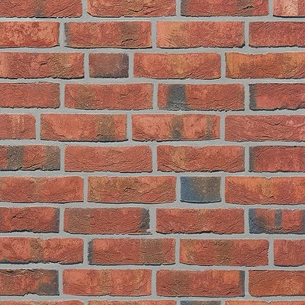 Roben Wasserstrich светло-красный пестрый (hellrot-bunt) NF полнотелый 240x115x71, поверхность ручная формовка (handform) - облицовочный кирпич ручной формовки