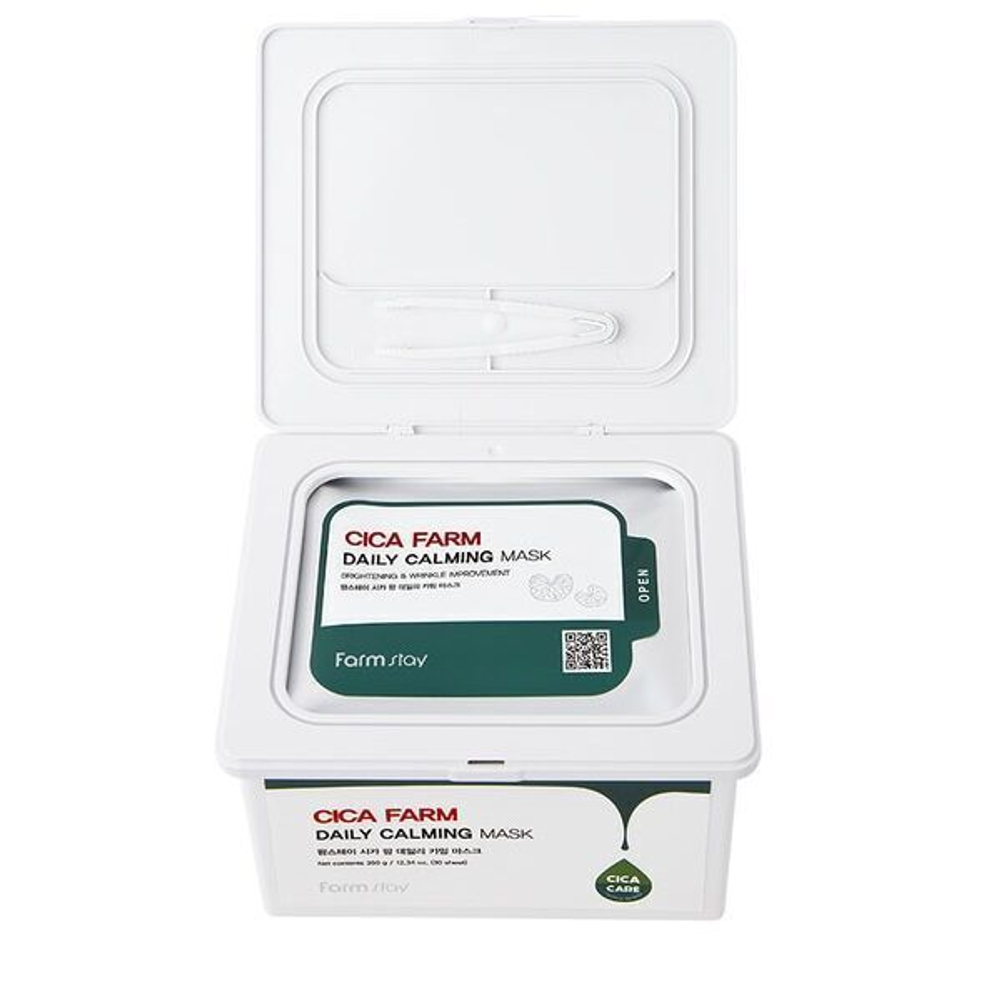 Набор из 30 штук восстанавливающих тканевых масок с центеллой азиатской FarmStay Cica Farm Daily Calming Mask