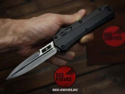 Нож Microtech 184-10 GLYKON рукоять черная / карбон, черный клинок RK-478