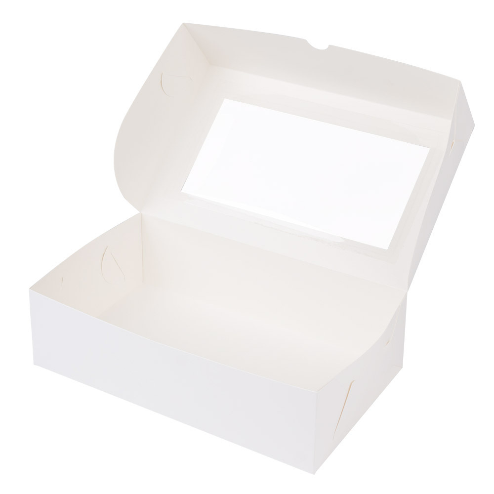 Коробка под зефир 25*15*7 см белая с окном