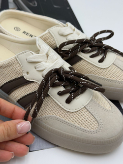 Сабо-кеды женские натуральная кожа арт. PDH 385-2 цвет "бежевый"