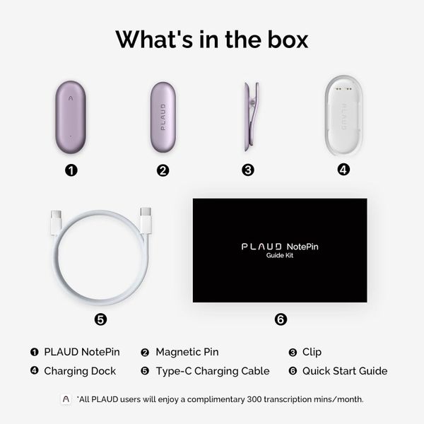Цифровой диктофон Plaud NotePin с поддержкой ChatGPT, Фиолетовый | Sunset Purple