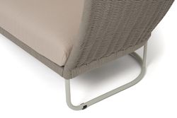 "Фиджи" диван 3-местный плетеный из роупа, каркас алюминий светло-серый (RAL7035) муар, роуп серый меланж круглый, ткань Mossle бежевая