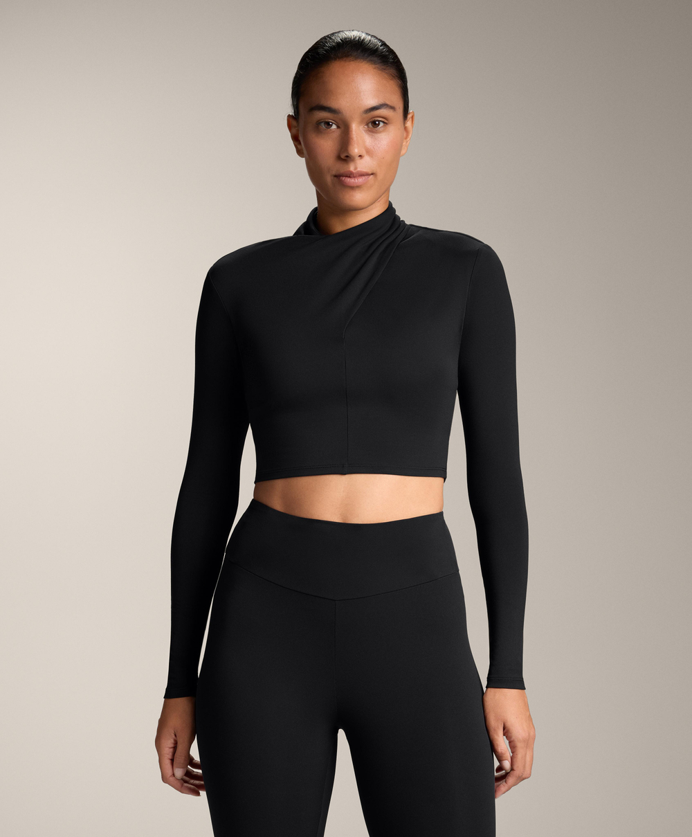 Oysho Футболка Comfortlux с драпированным вырезом, черный