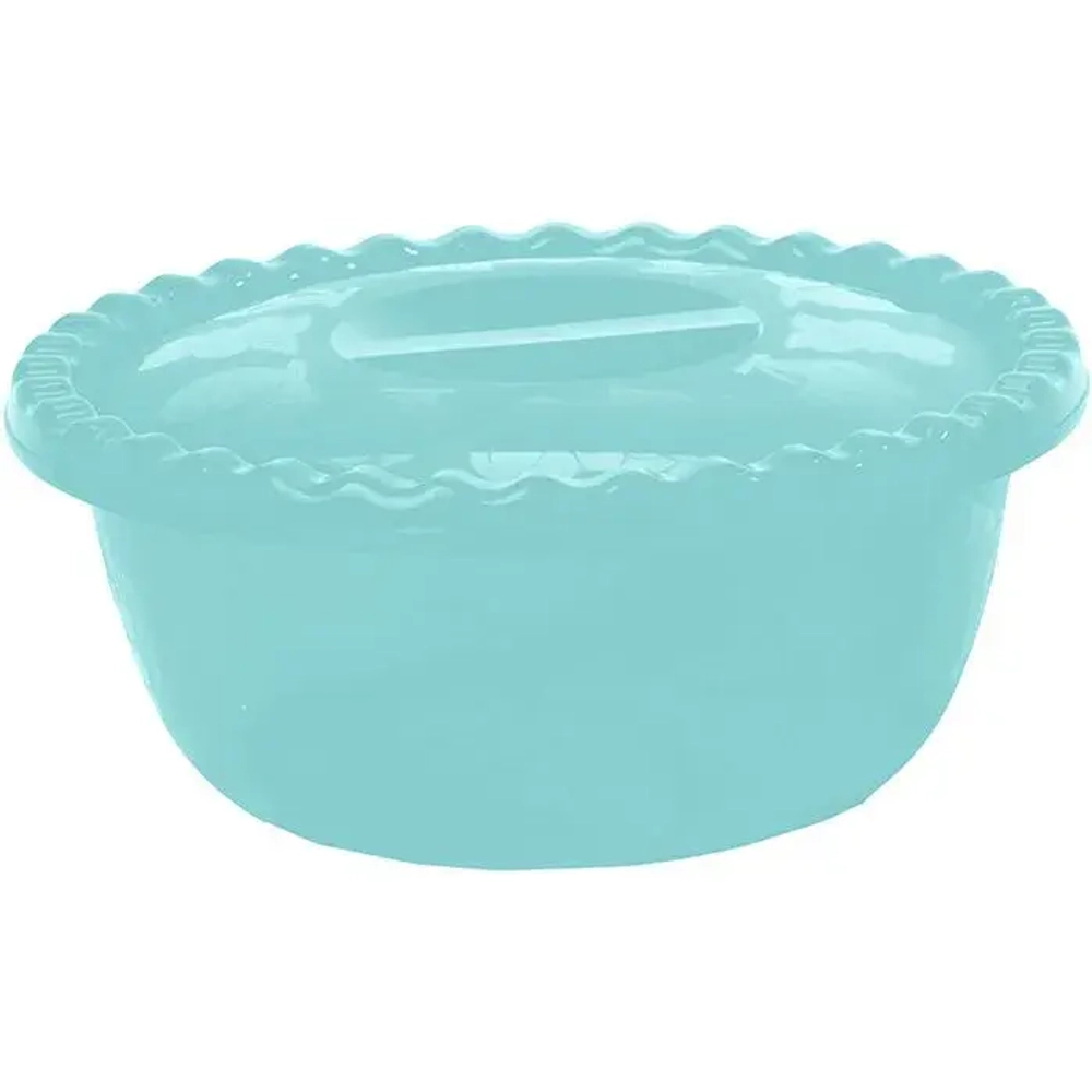 Миска круглая 3л с крышкой аквамарин (комплект 35 шт)