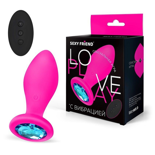 Анальная вибровтулка Sexy Friend, 8,5 см, с пультом ДУ и кристаллом