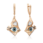 Серьги «Взгляд на время» с английским замком из комбинированного золота с натуральными топазами white, топазом и эмалью