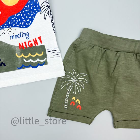 Комплект хлопковый "Красивый закат" белый/хаки