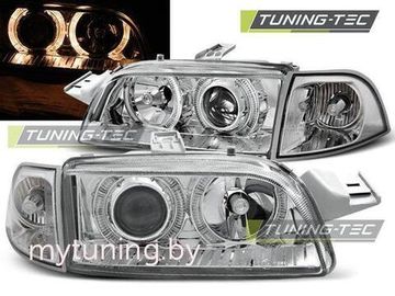Передние фары Fiat Punto 1 angel eyes chrome