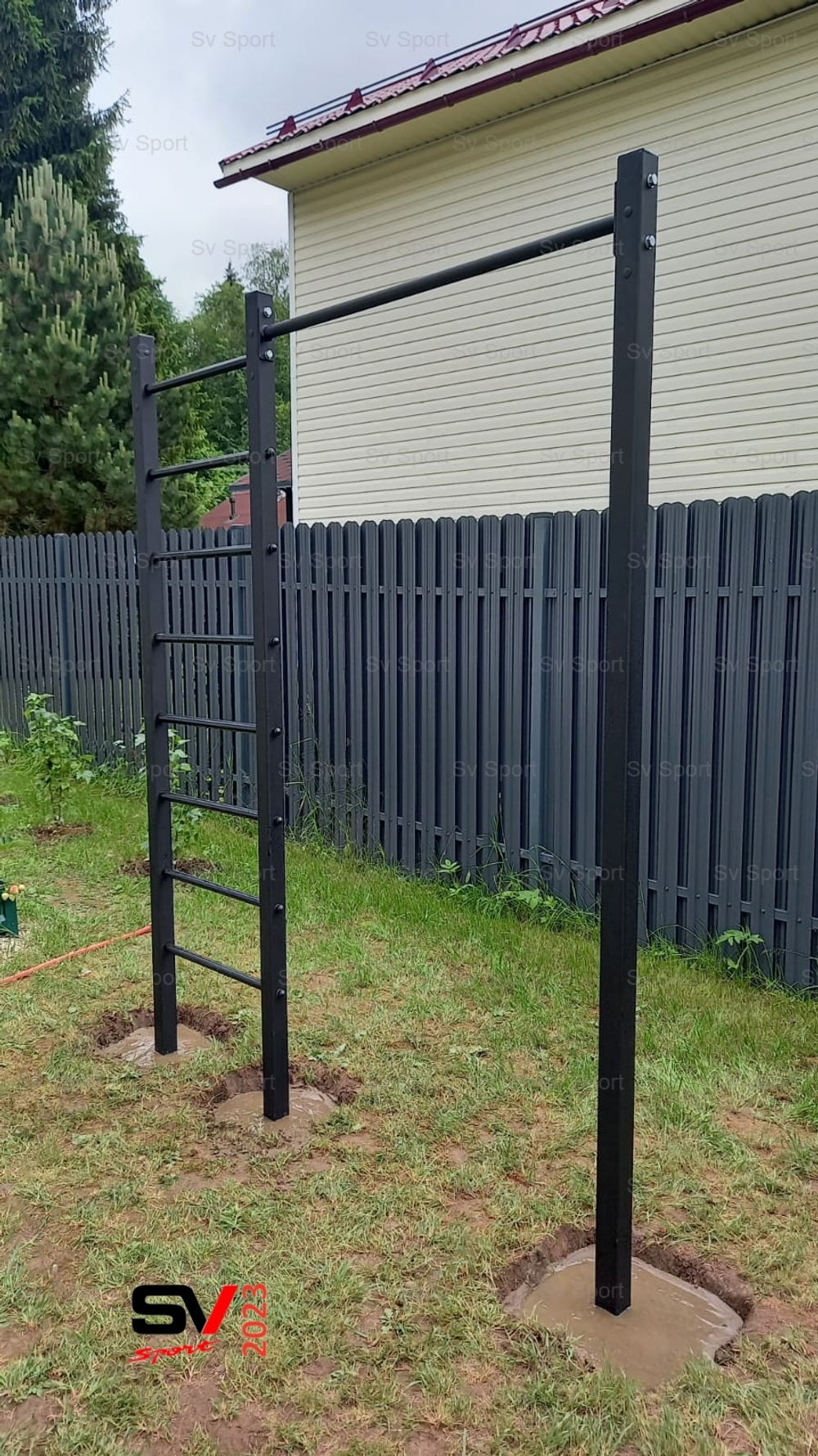 Монтаж уличной шведской стенки Sv Sport (3 вертикальных столба)