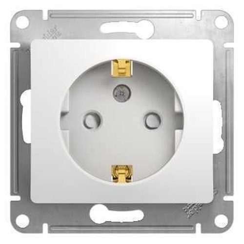 Розетка с заземлением со шторками с/у механизм GLOSSA белый Schneider Electric
