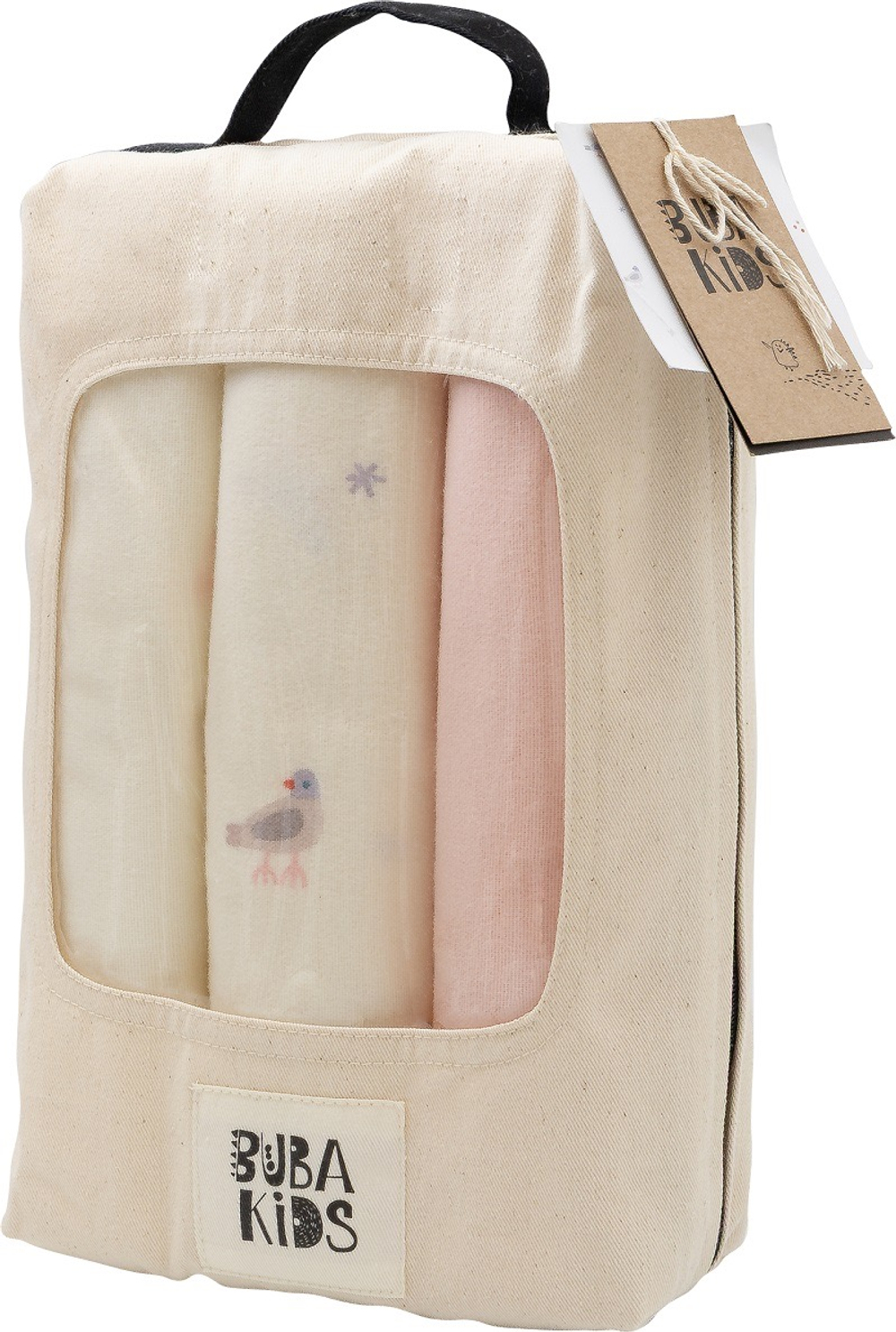 Пелёнки фланелевые BUBA KIDS, 3 шт., Песня Севера/Пудра/Сливочный, 95х115