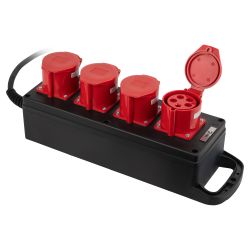 Удлинитель силовой ЭРА IND380-U-4e-5x4-10m-IP44 на 380В на каучуковой колодке 4 розетки 4xCEE 5P 10м КГ 5х4 32A IP44 | Силовые удлинители