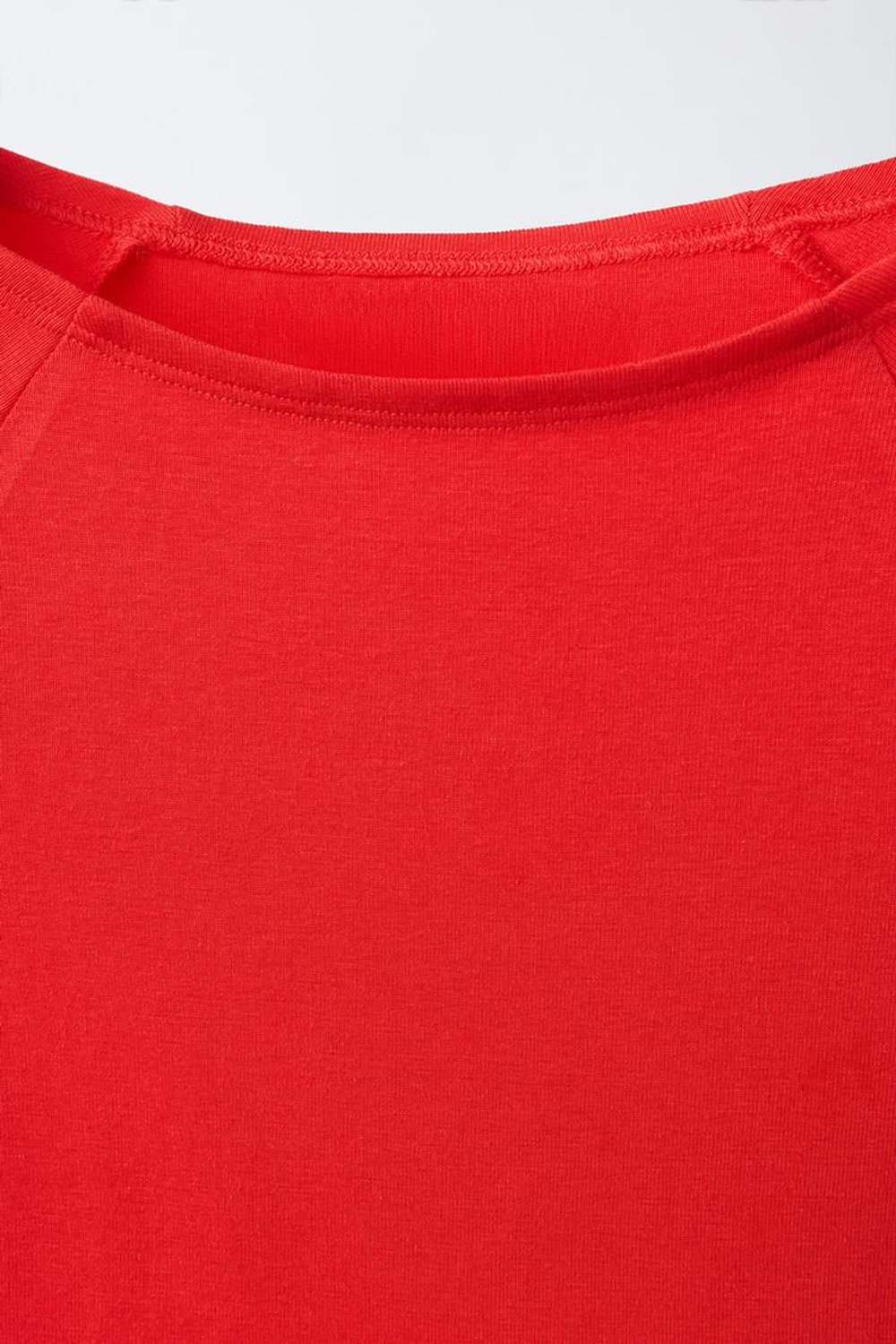 ZARA ОДНОТОННАЯ ФУТБОЛКА ИЗ МОДАЛА, КРАСНЫЙ