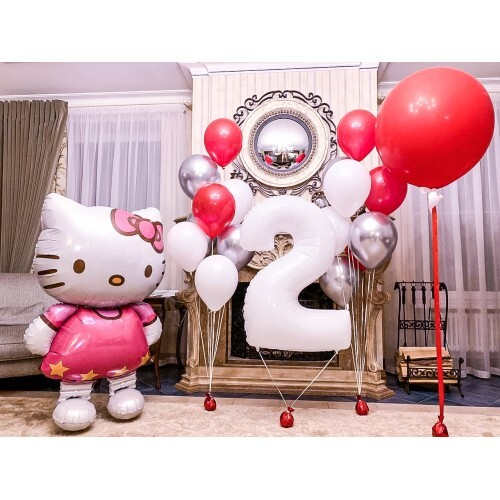 Композиция из шаров «Hello Kitty и Цифры»