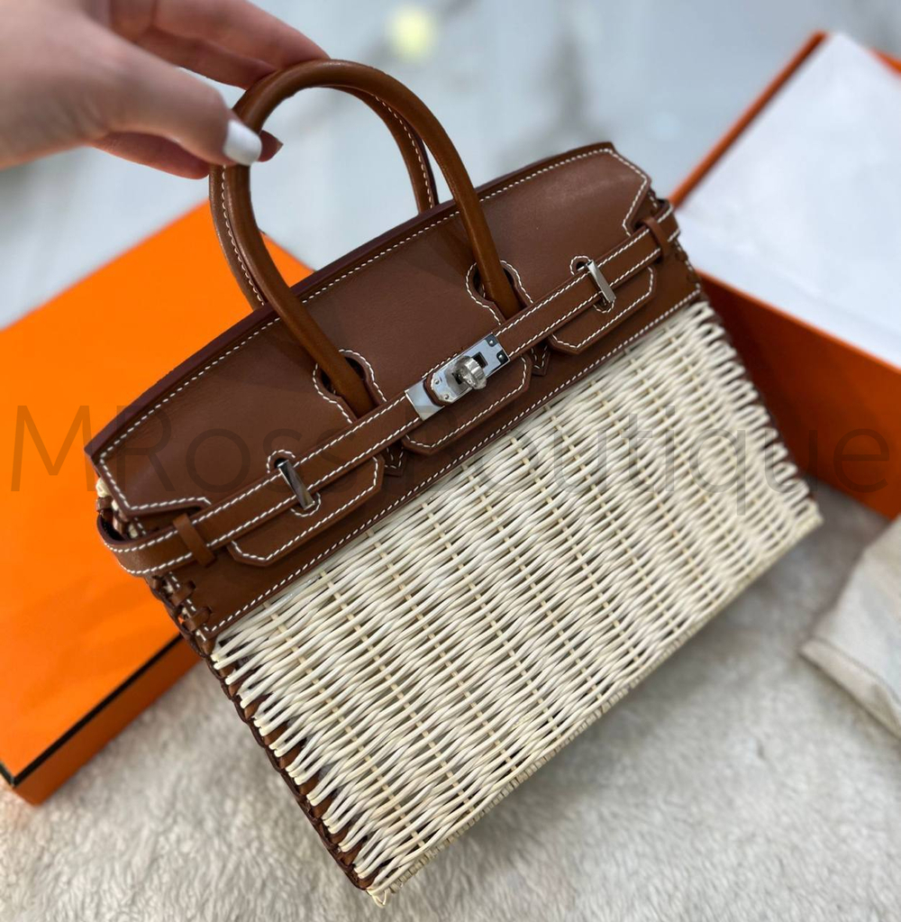 Соломенная сумка Hermes Birkin 25 ручной работы