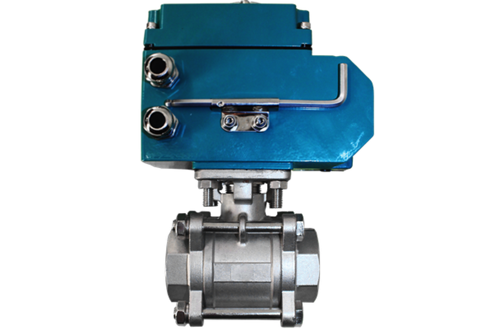 Кран шаровый муфтовый (3PC), AISI316 DN40 (1_1/2"), с электроприводом AC 220V (С-05)