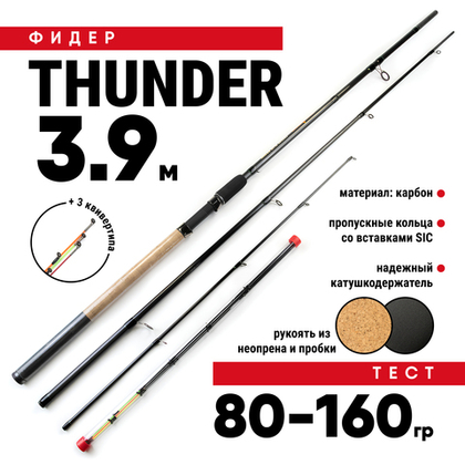 Удилище фидерное Thunder 3.9м + хлысты с разными тестами