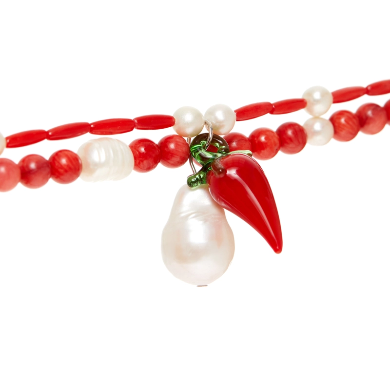 Колье Коралл с Жемчугом и Чили