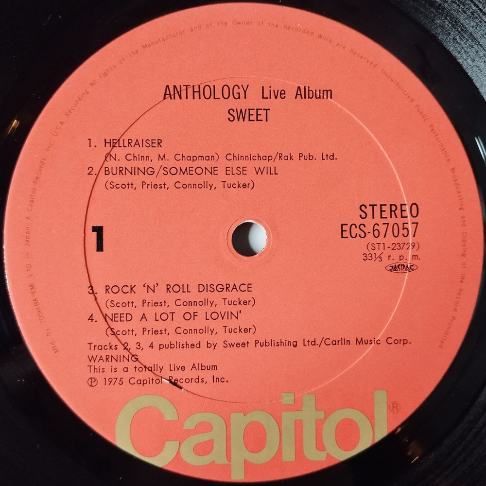 Винтажная виниловая пластинка LP Сборник The Sweet Anthology (Japan 1975) (No Obi) Fox On The Run