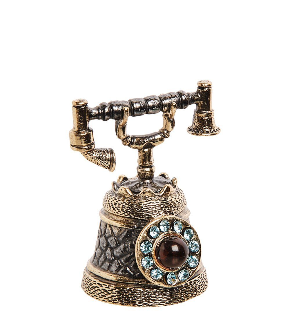AM-2703 Колокольчик «Телефон со стразами» (латунь, янтарь)